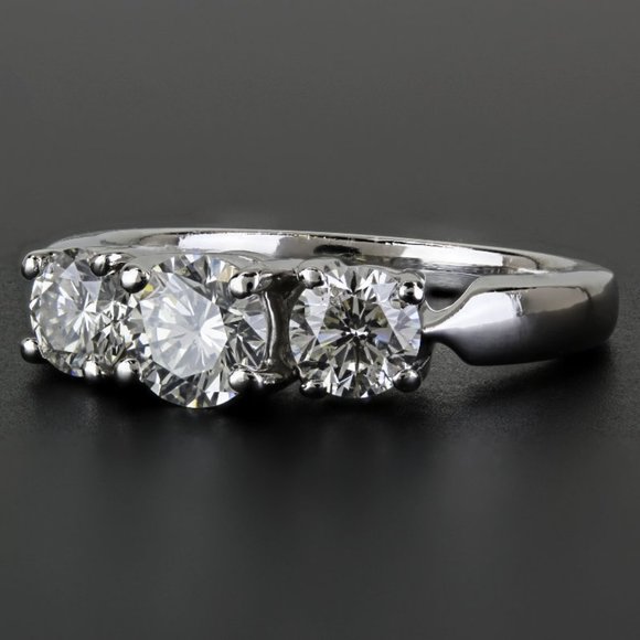 Platinum Three-Stone 1.40 Carat Diamond Anniversary Ring by Rosy Blue - Picture 1 of 17